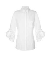 Chemise Mélanie décorée de rose - White