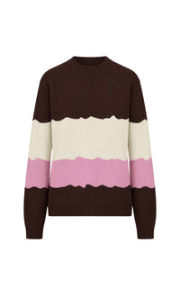 Ivory & Blush & Bordeaux / Pull Lawrence en cachemire - Ivory & Blush & Bordeaux
