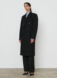 Classic Double Breasted Coat - Black