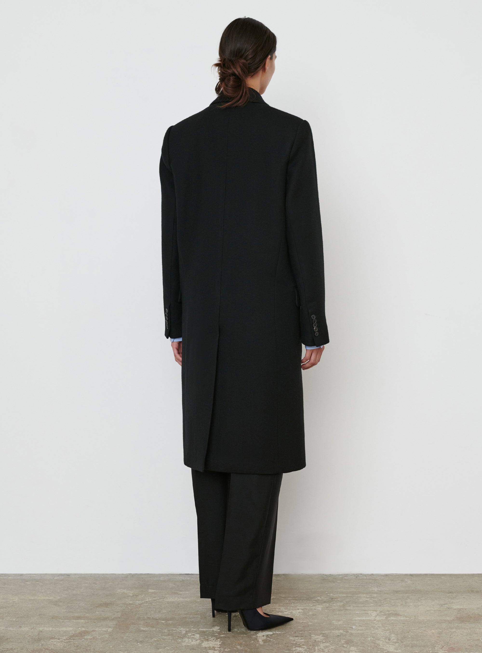 Classic Double Breasted Coat - Black