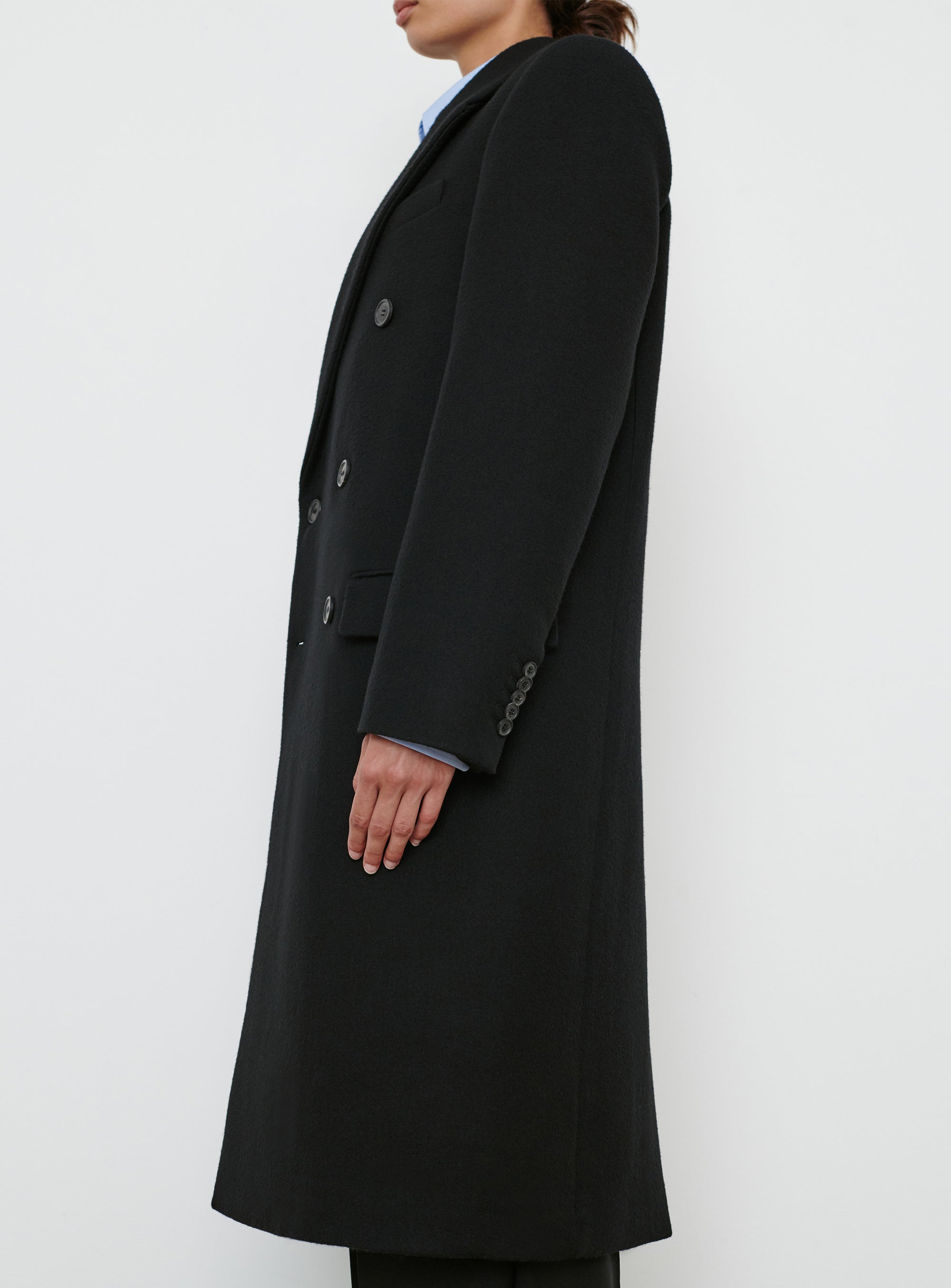 Classic Double Breasted Coat - Black