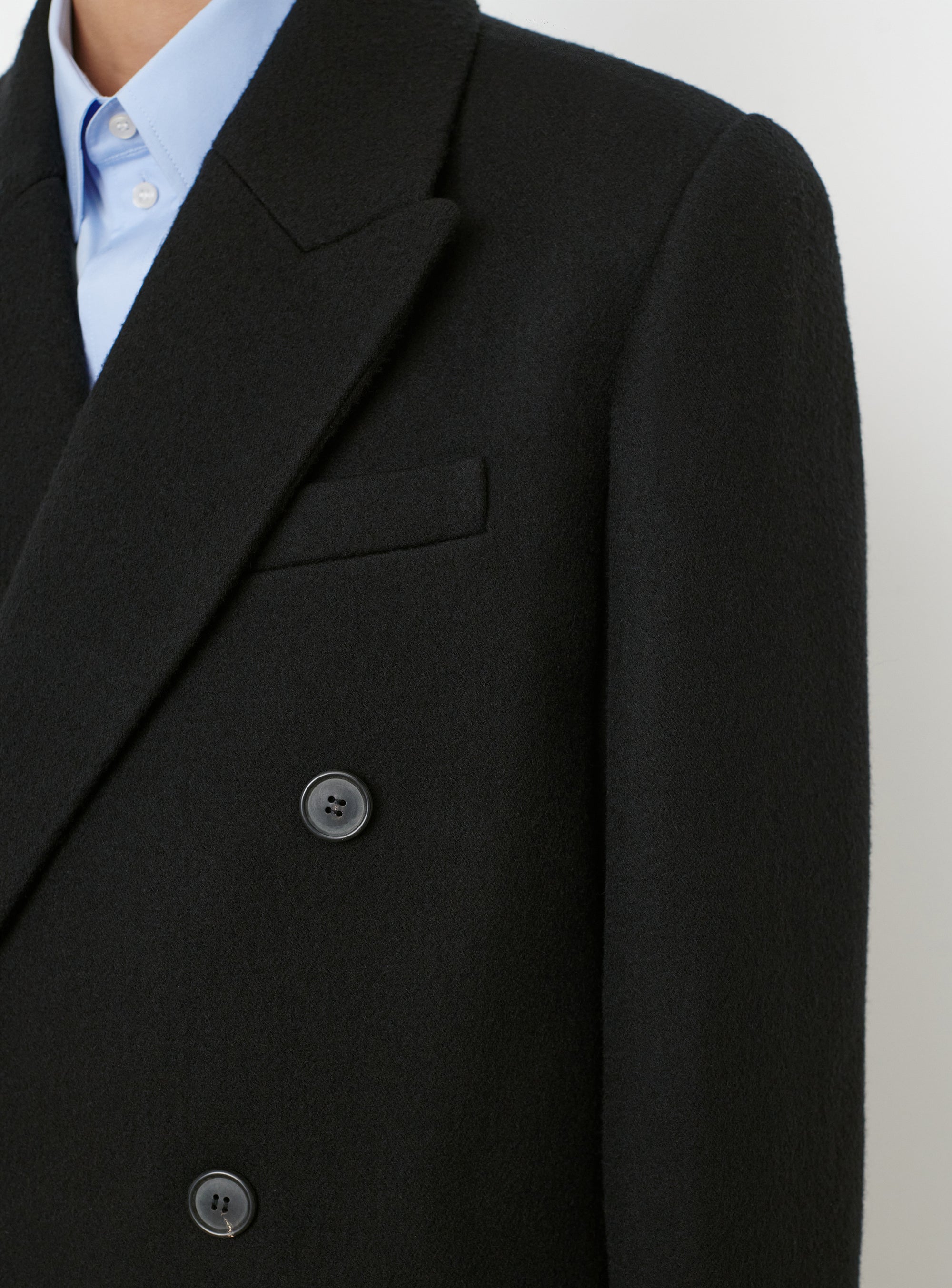 Classic Double Breasted Coat - Black