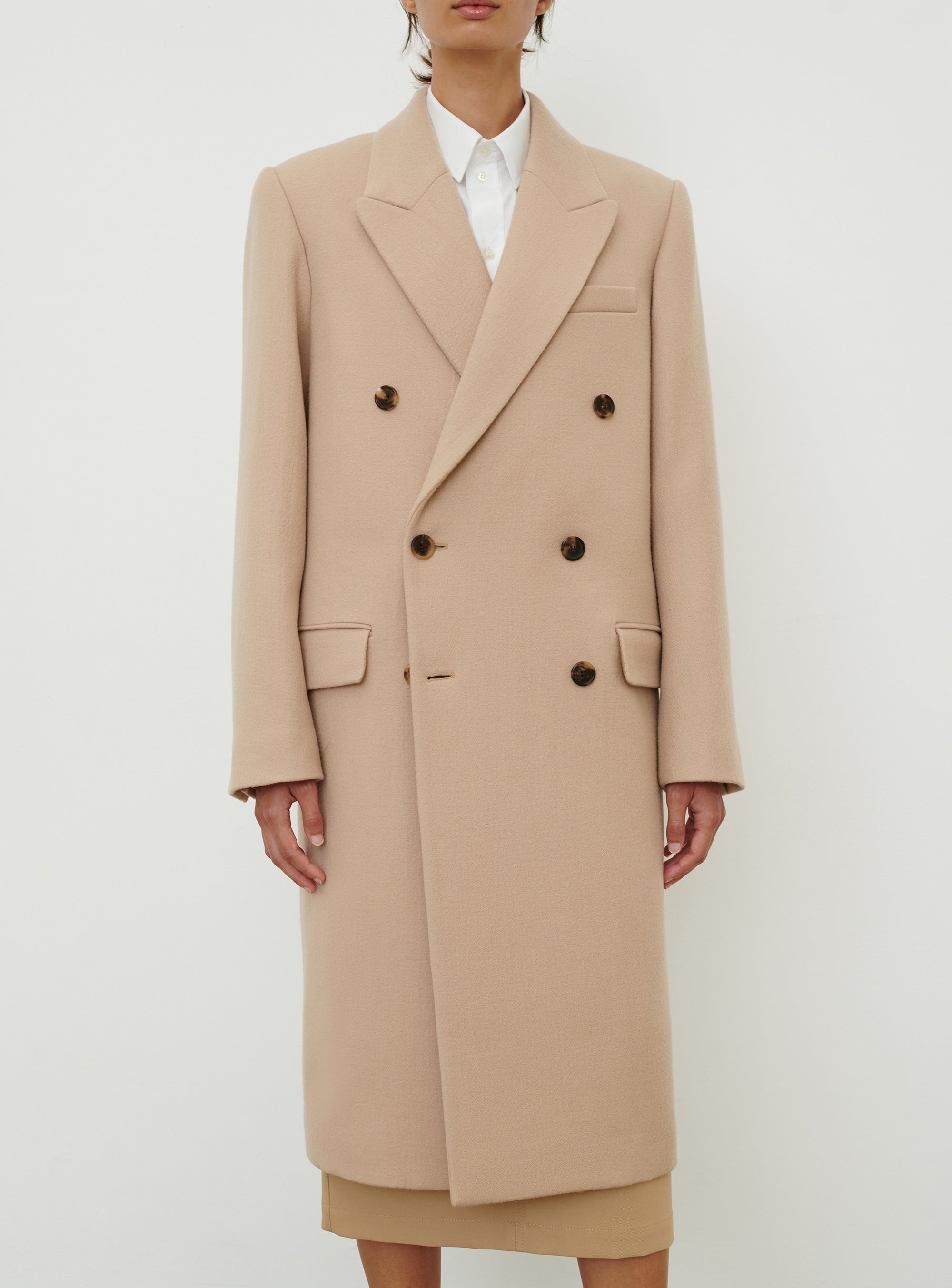 Classic Double Breasted Coat - Khaki