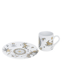 Set of 6 Astronomici porcelain coffee cups - Gold & Black & White