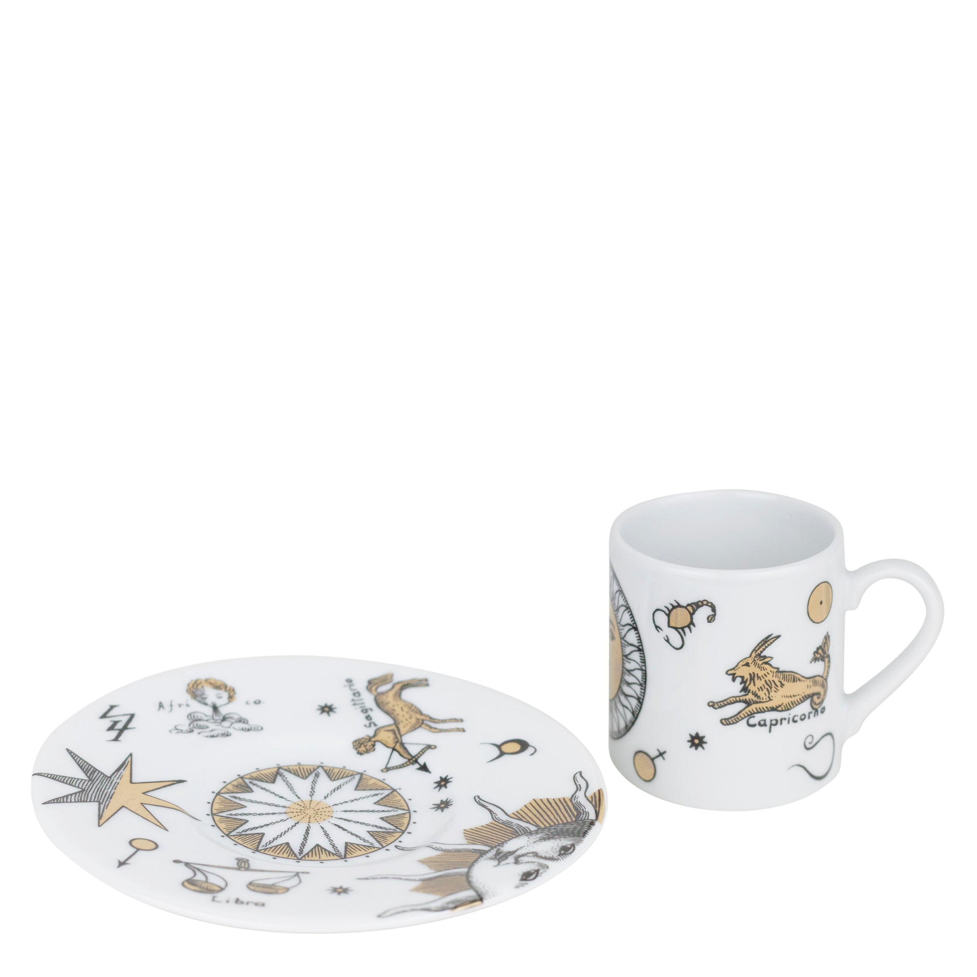 Astronomici n°1 porcelain coffee cup - Gold & Black & White