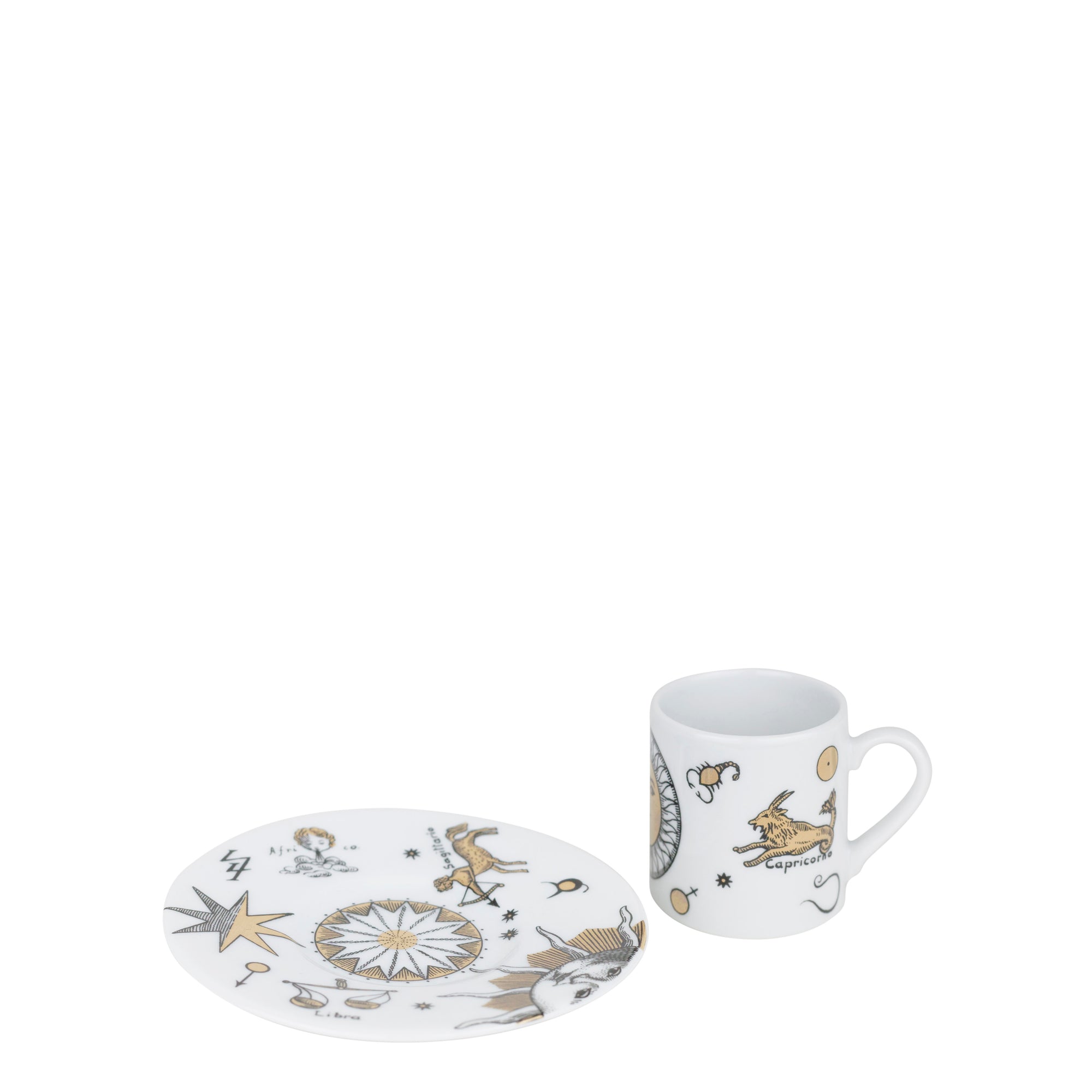 Astronomici n°1 porcelain coffee cup - Gold & Black & White