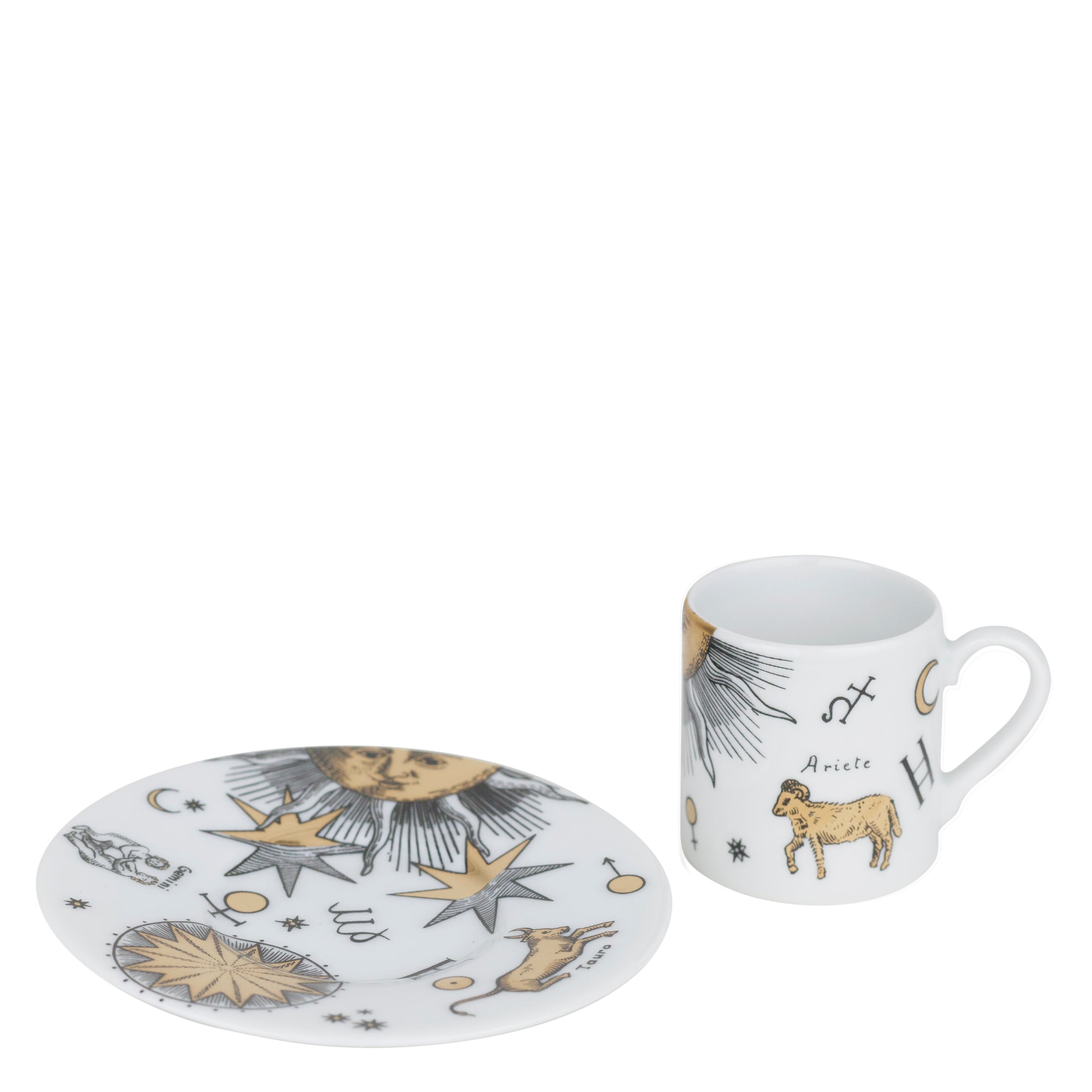 Astronomici n°4 porcelain coffee cup - Gold & Black & White