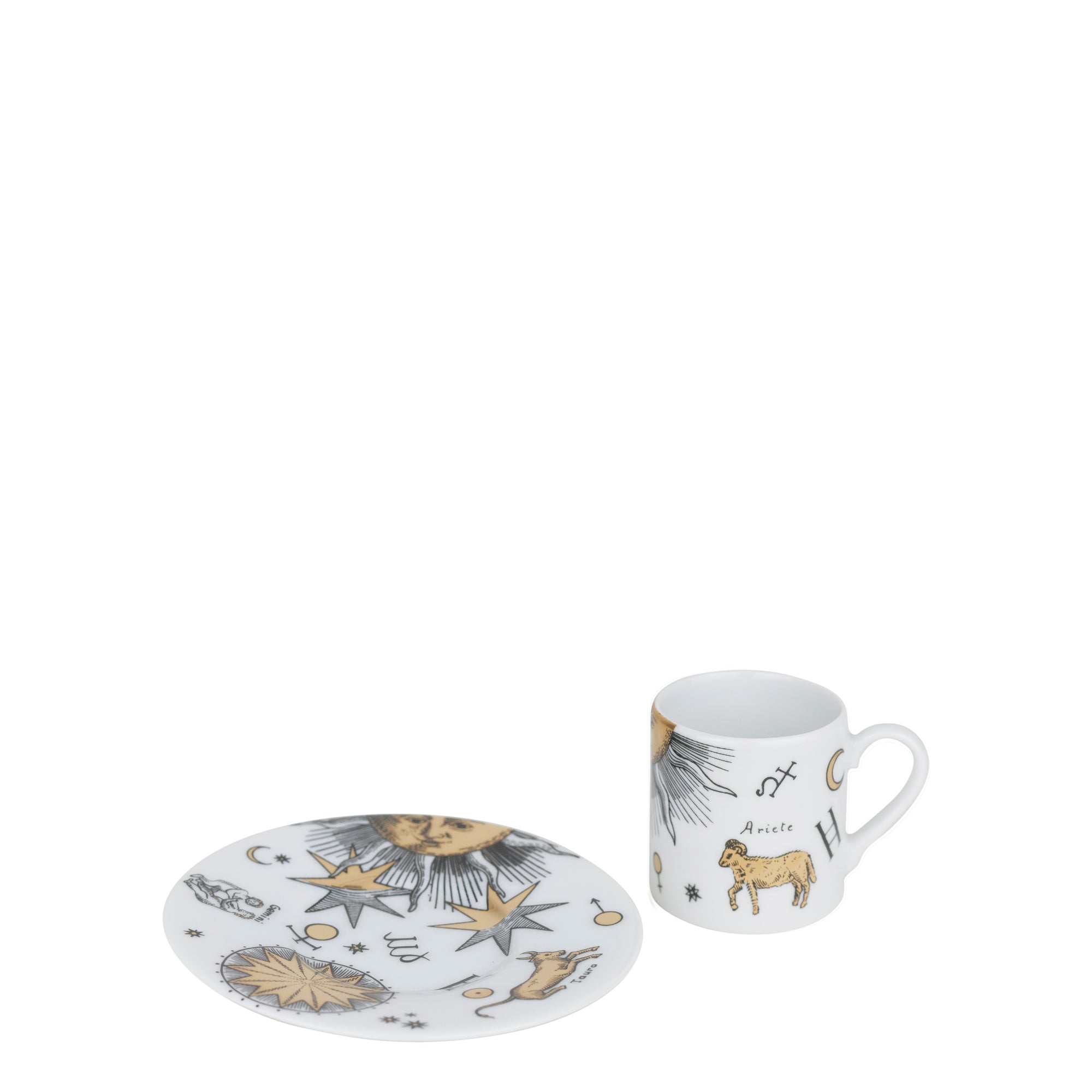 Astronomici n°4 porcelain coffee cup - Gold & Black & White