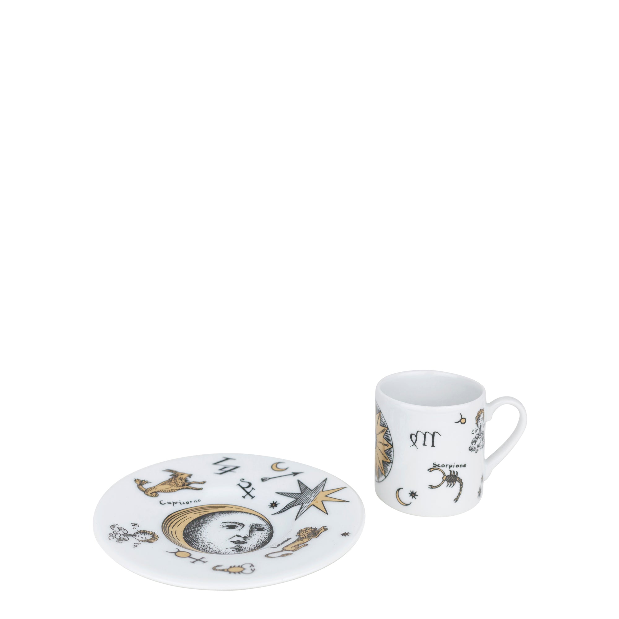 Astronomici n°5 porcelain coffee cup - Gold & Black & White