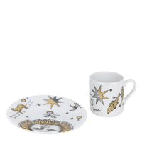 Set of 6 Astronomici porcelain coffee cups - Gold & Black & White