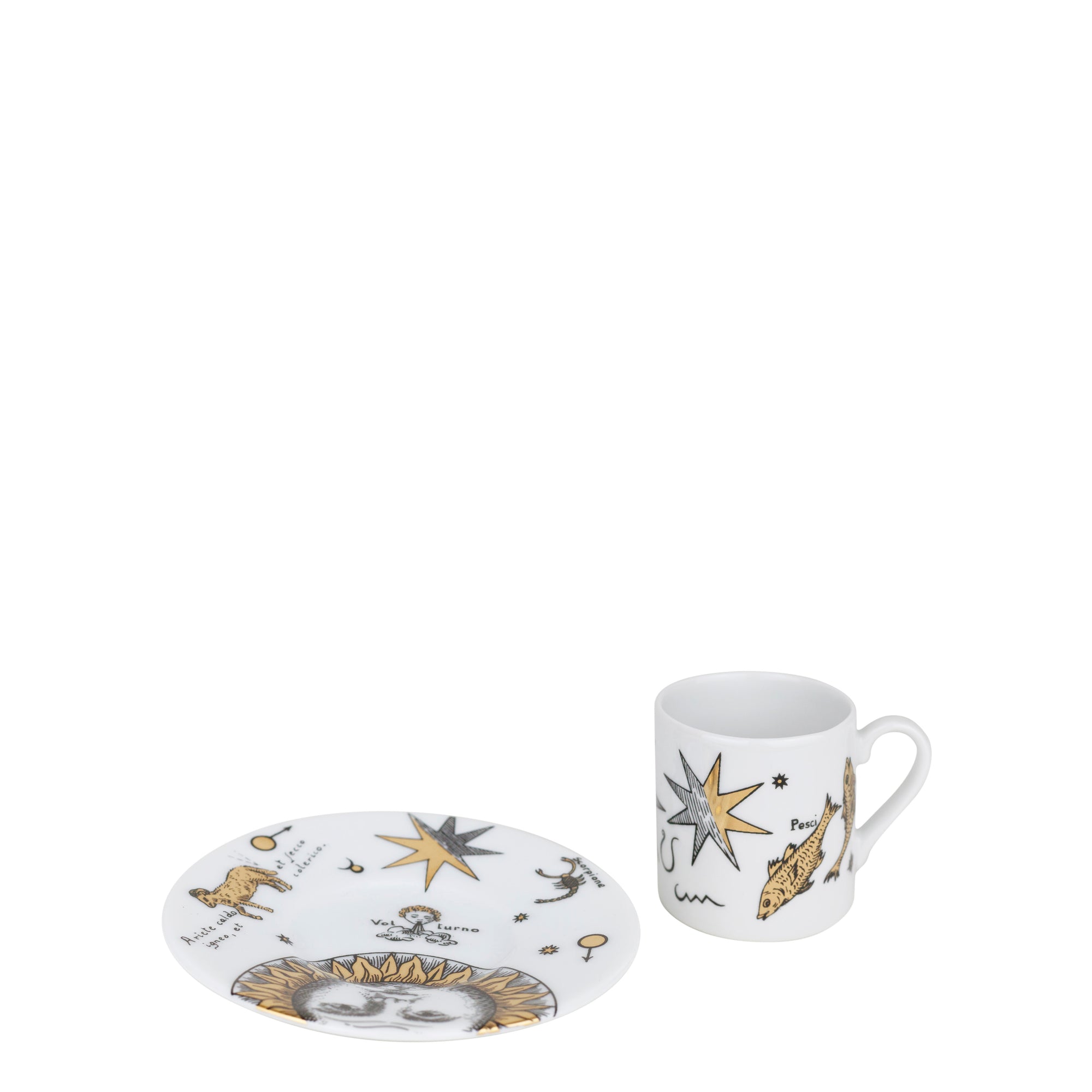 Astronomici n°6 porcelain coffee cup - Gold & Black & White