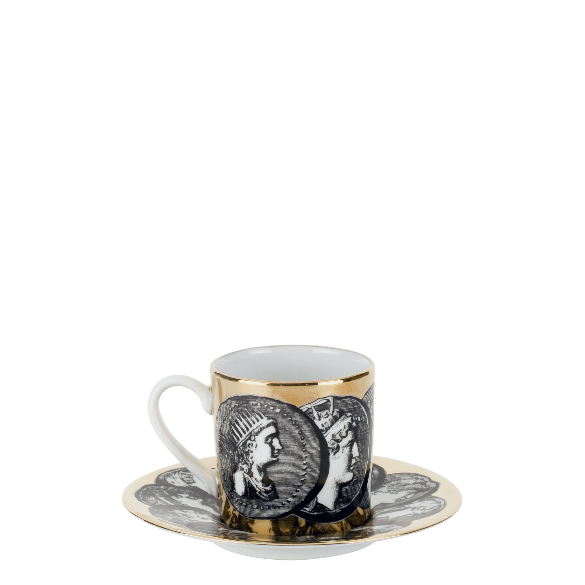 Cammei porcelain coffee cup - Gold & Black & White