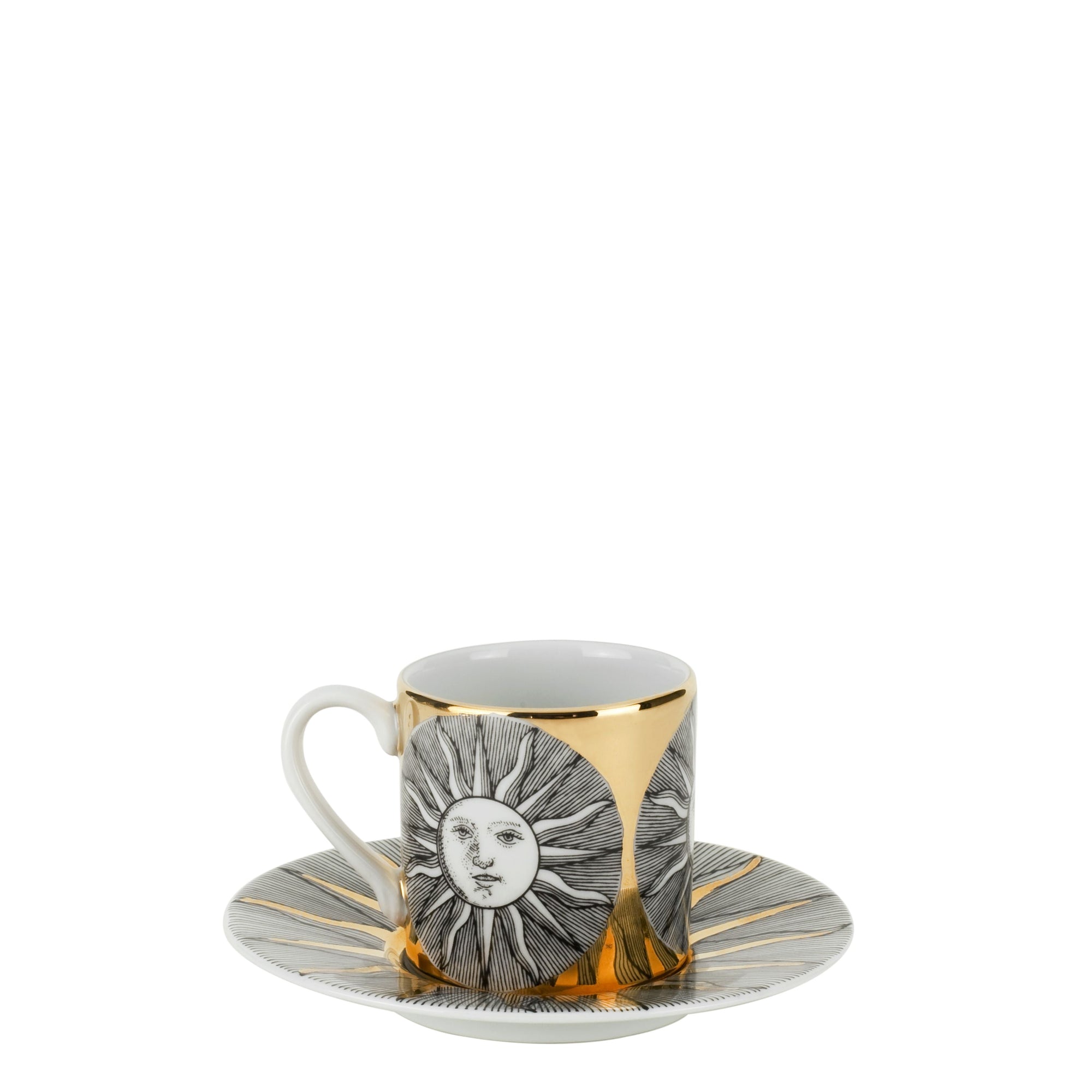 Sole porcelain coffee cup - Gold & Black & White