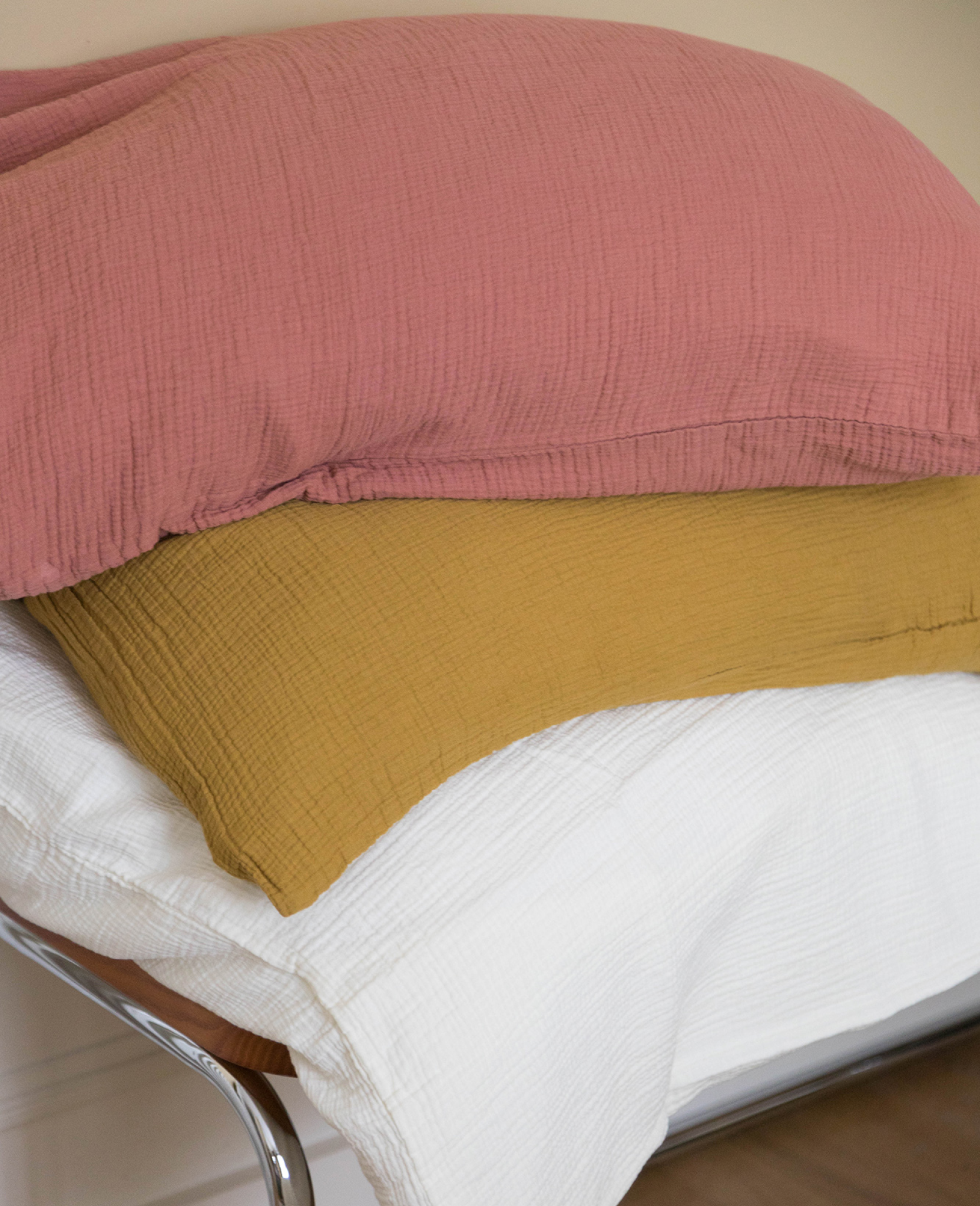 Como pillowcase in cotton gauze - Mustard