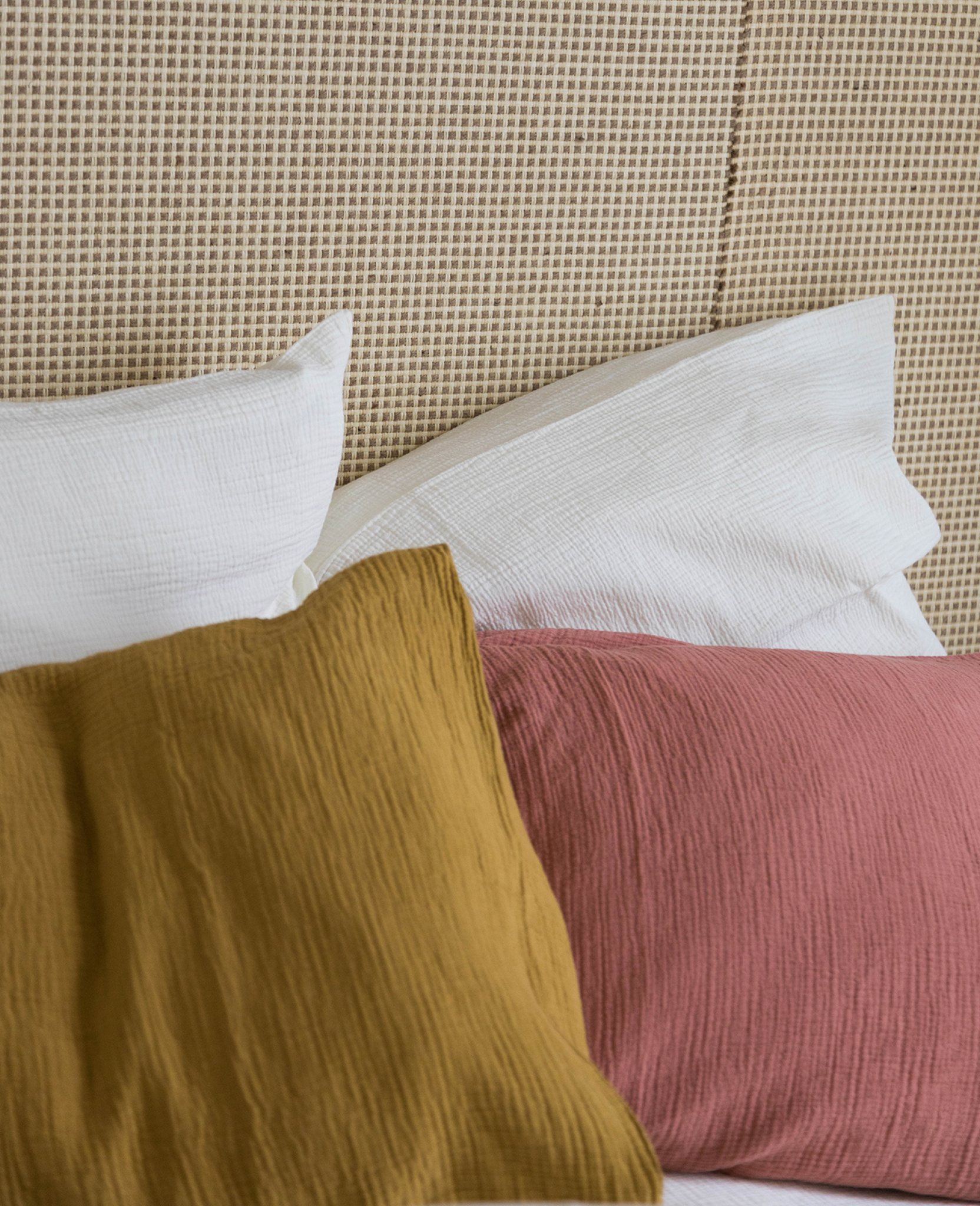 Taie d'oreiller Como en gaze de coton - Rose