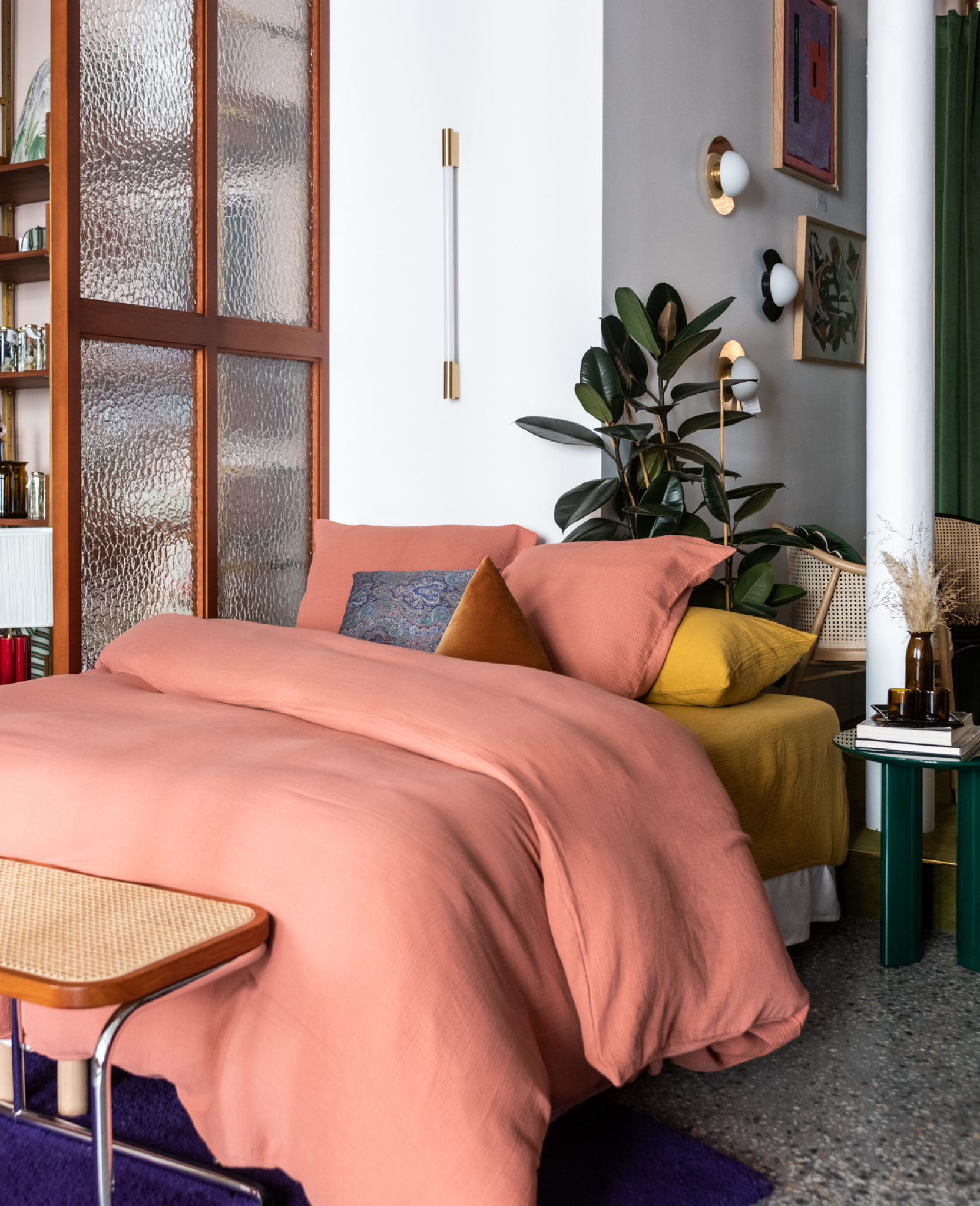 Housse de couette Como en gaze de coton - Rose