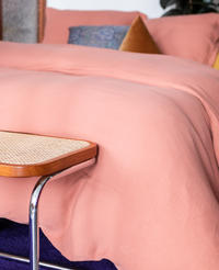 Housse de couette Como en gaze de coton - Rose