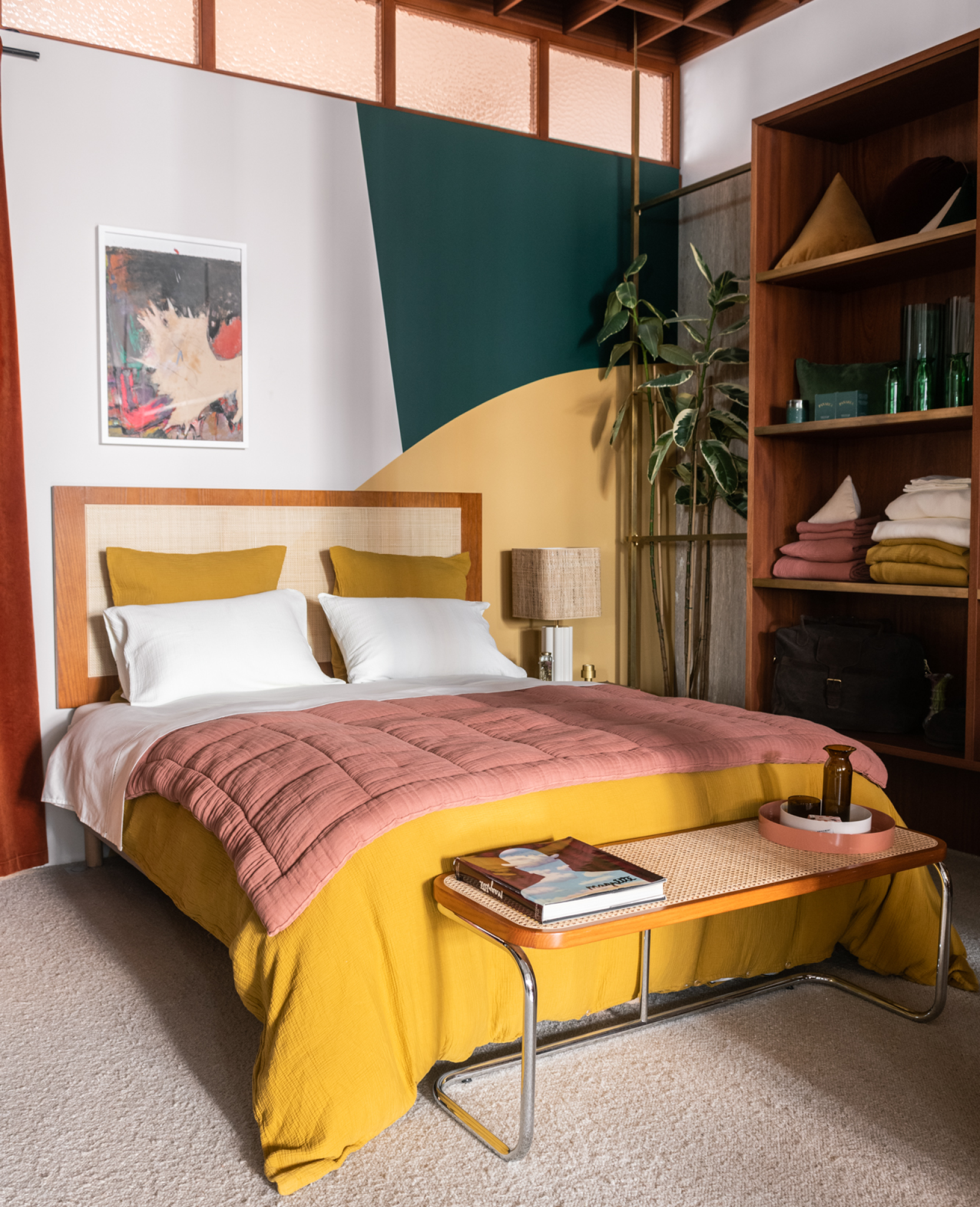 Housse de couette Como en gaze de coton - Moutarde