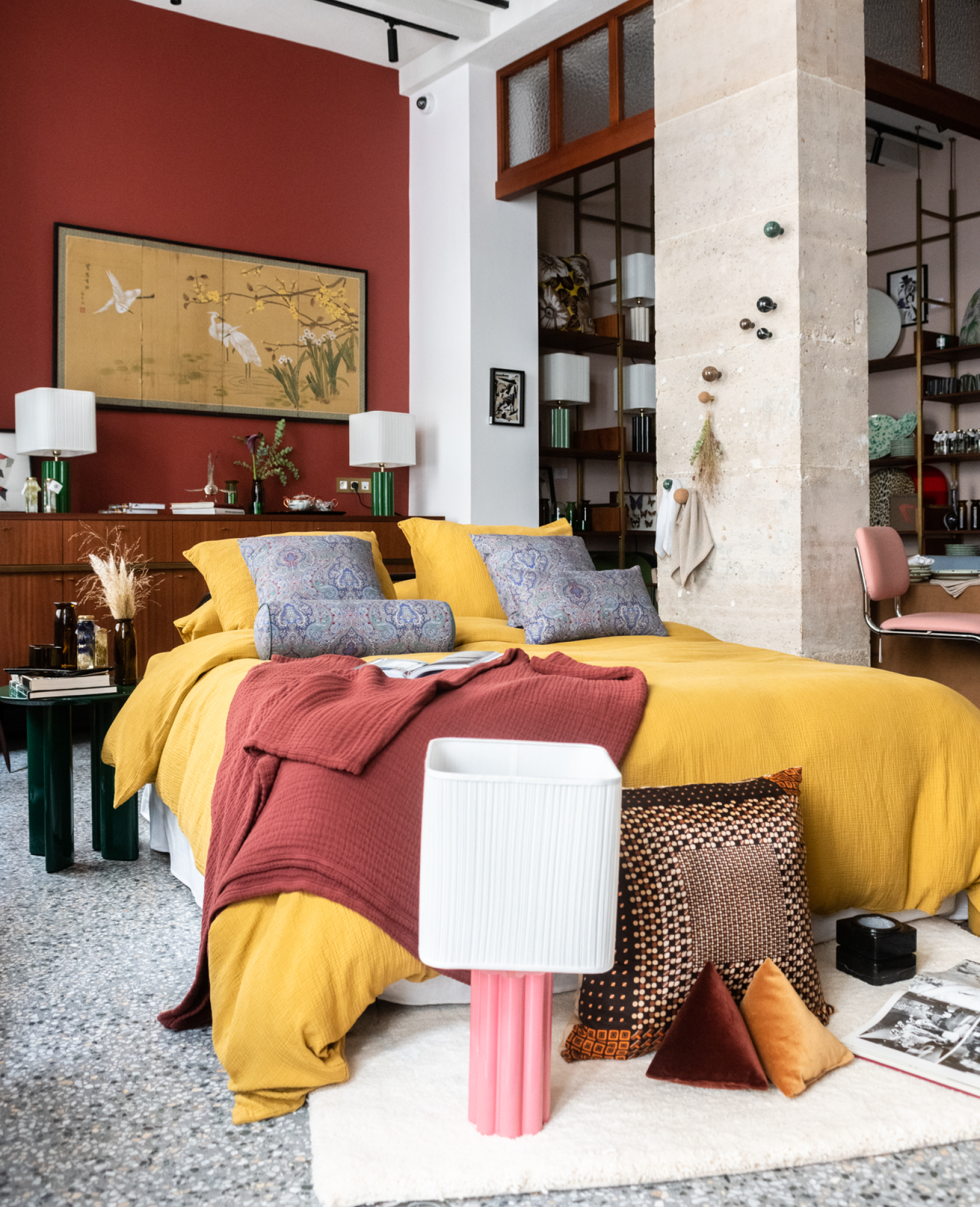 Housse de couette Como en gaze de coton - Moutarde