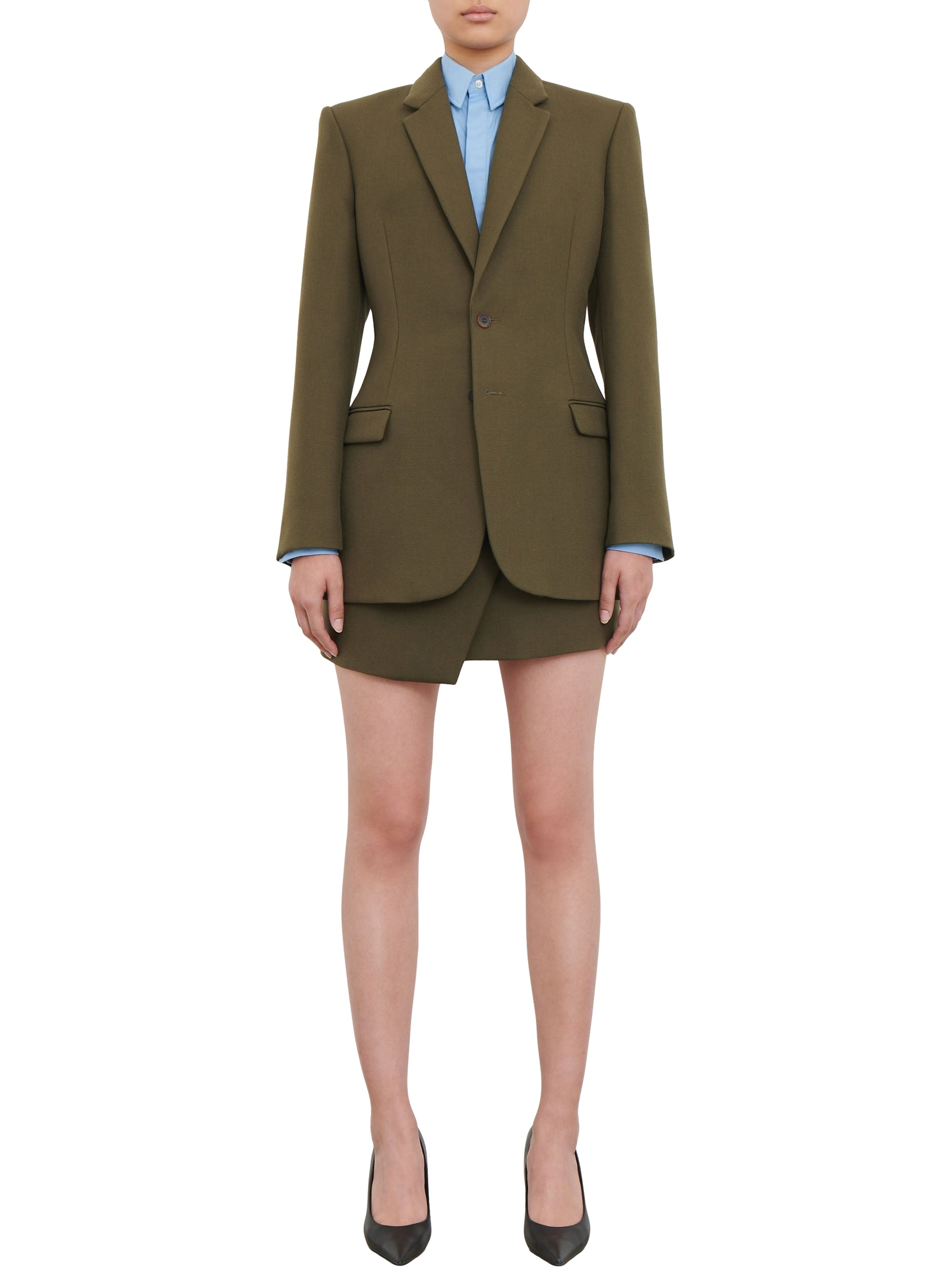 Blazer moulant en laine - Military