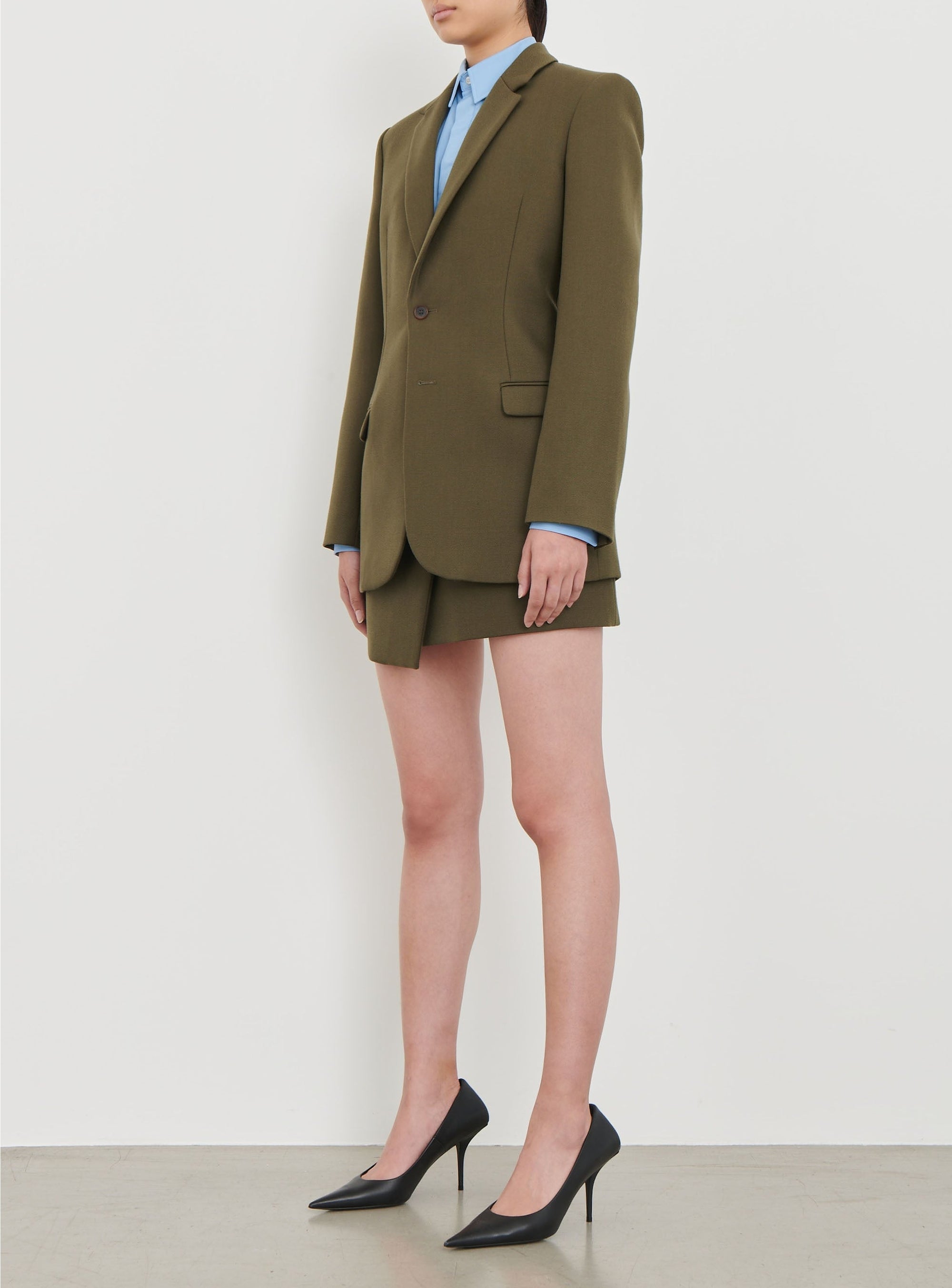 Blazer moulant en laine - Military