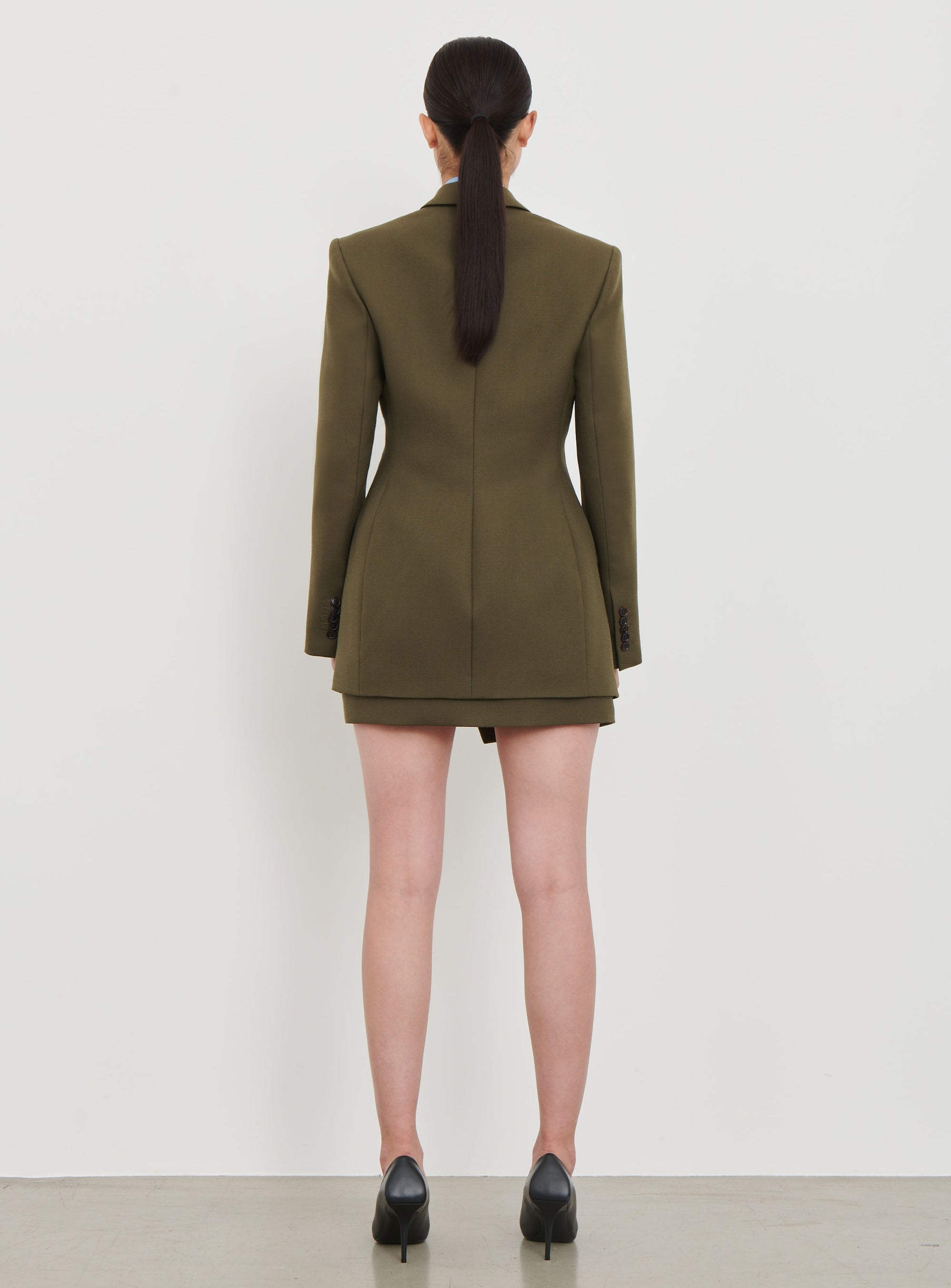 Blazer moulant en laine - Military