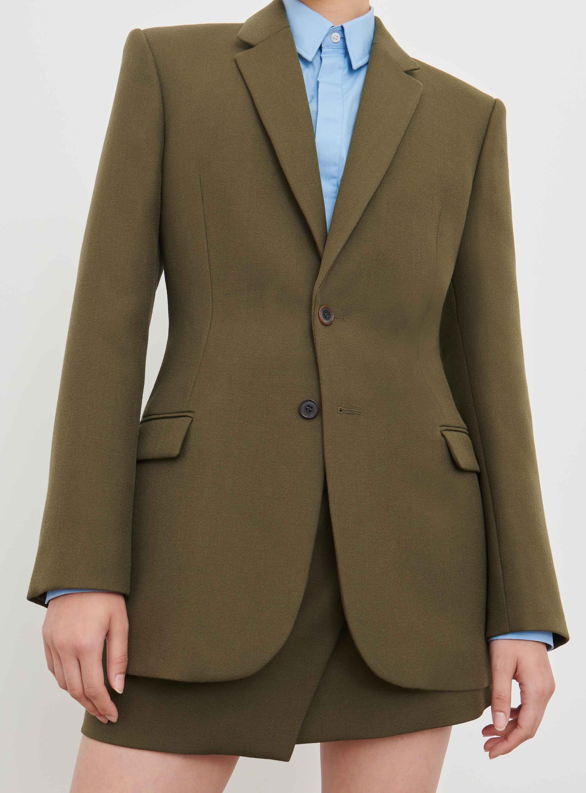Blazer moulant en laine - Military