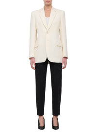 Blazer moulant en laine - Off White