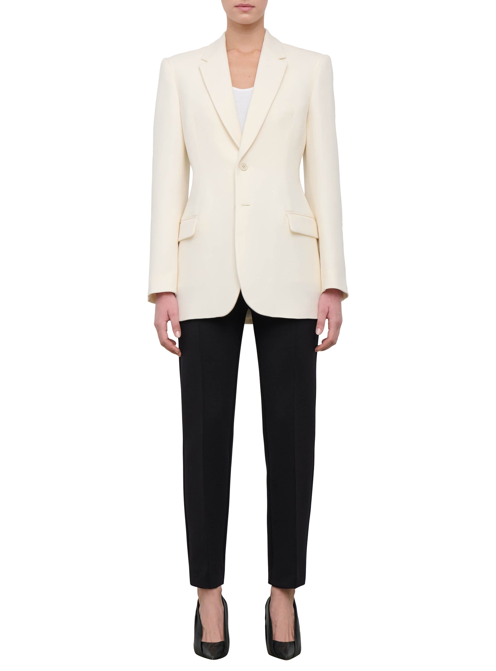 Blazer moulant en laine - Off White