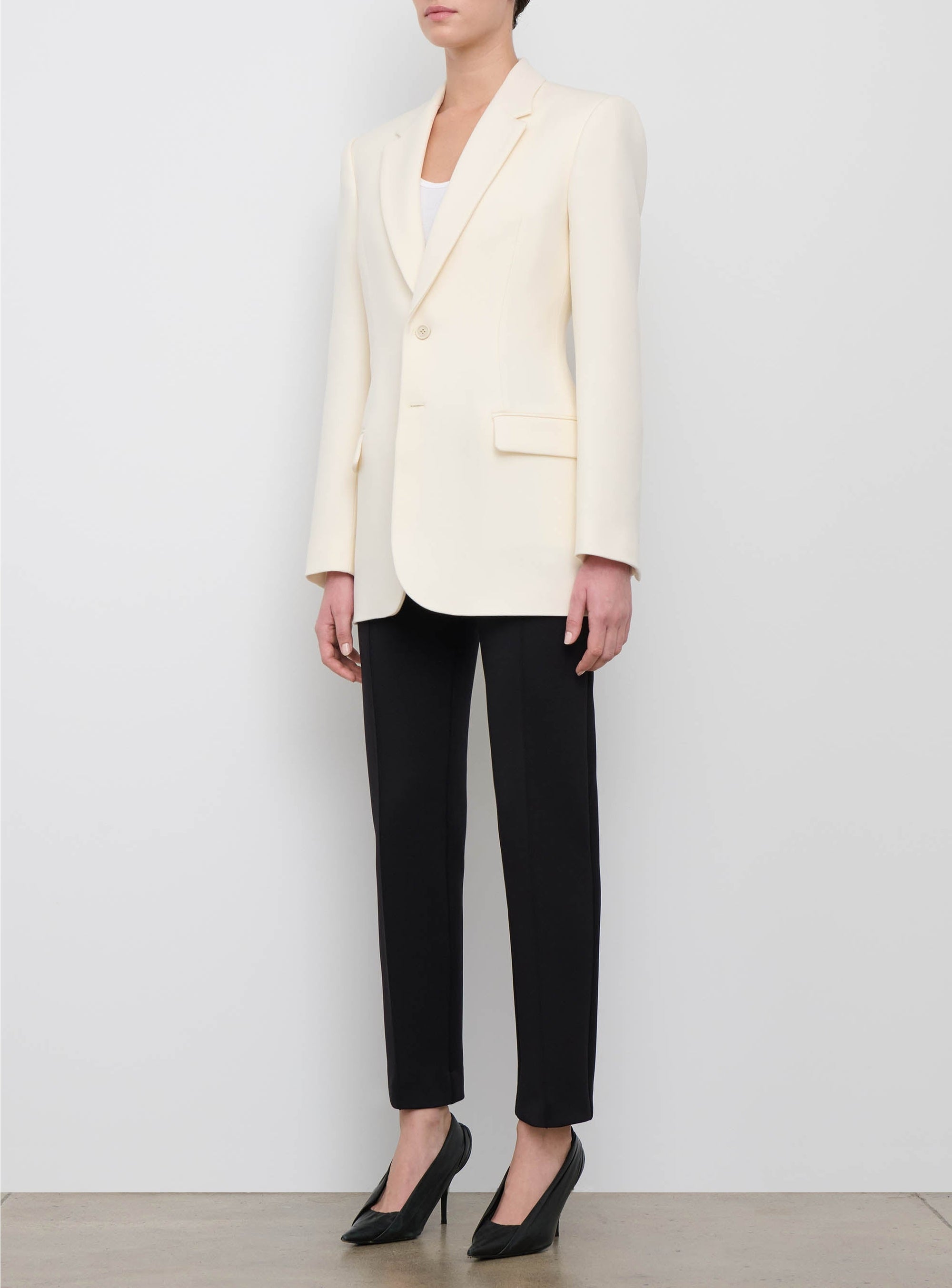 Blazer moulant en laine - Off White