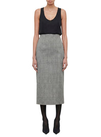 Tight wool midi skirt - Prince of Wales