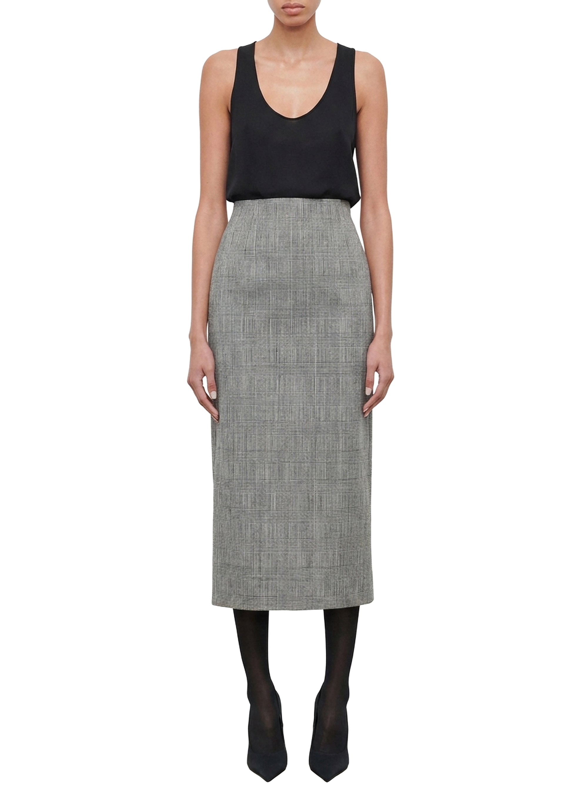 Tight wool midi skirt - Prince of Wales