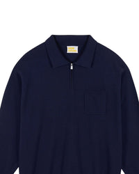 Wool trucker-neck jumper - Navy
