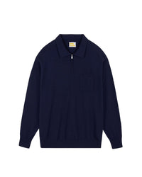 Wool trucker-neck jumper - Navy