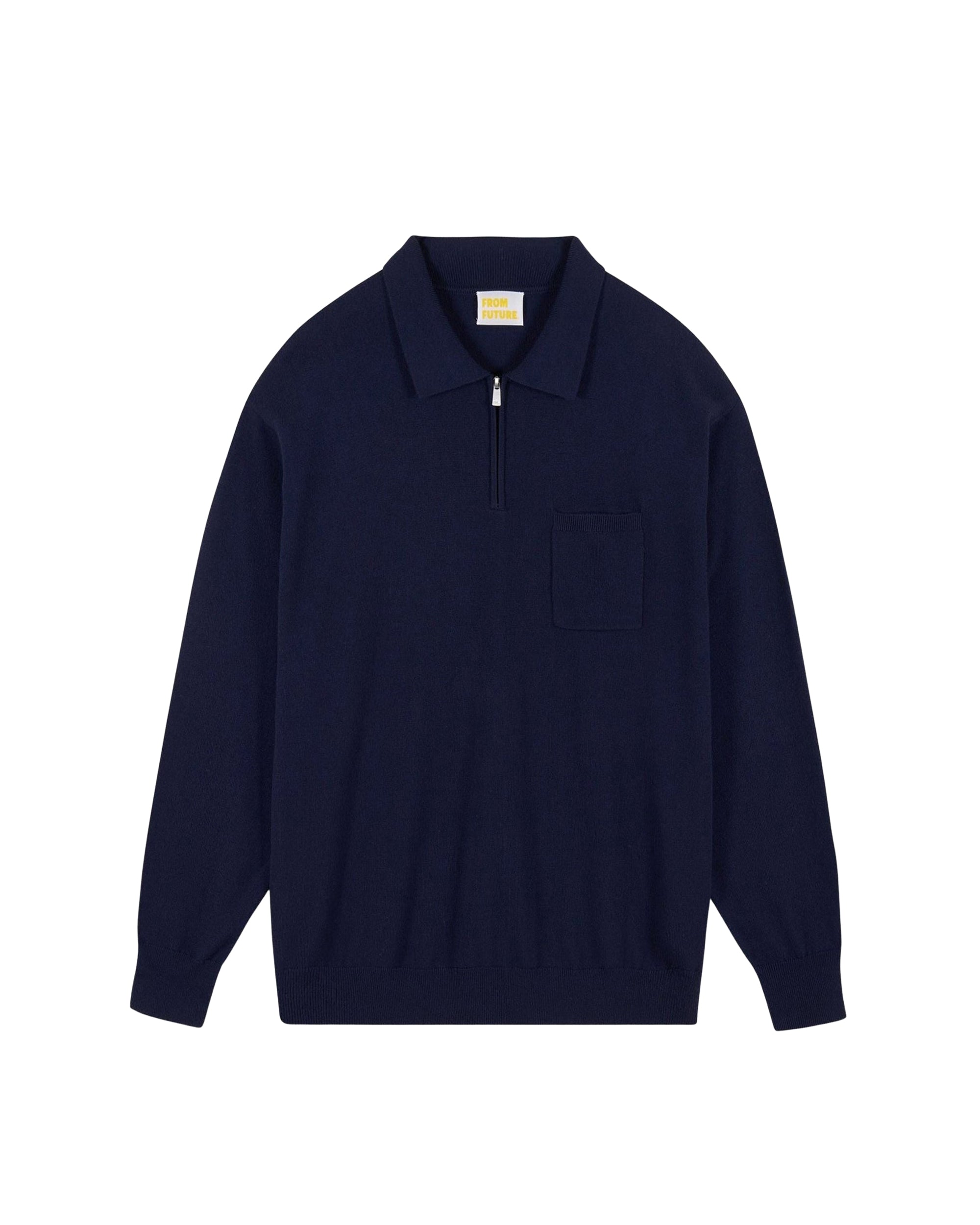 Wool trucker-neck jumper - Navy