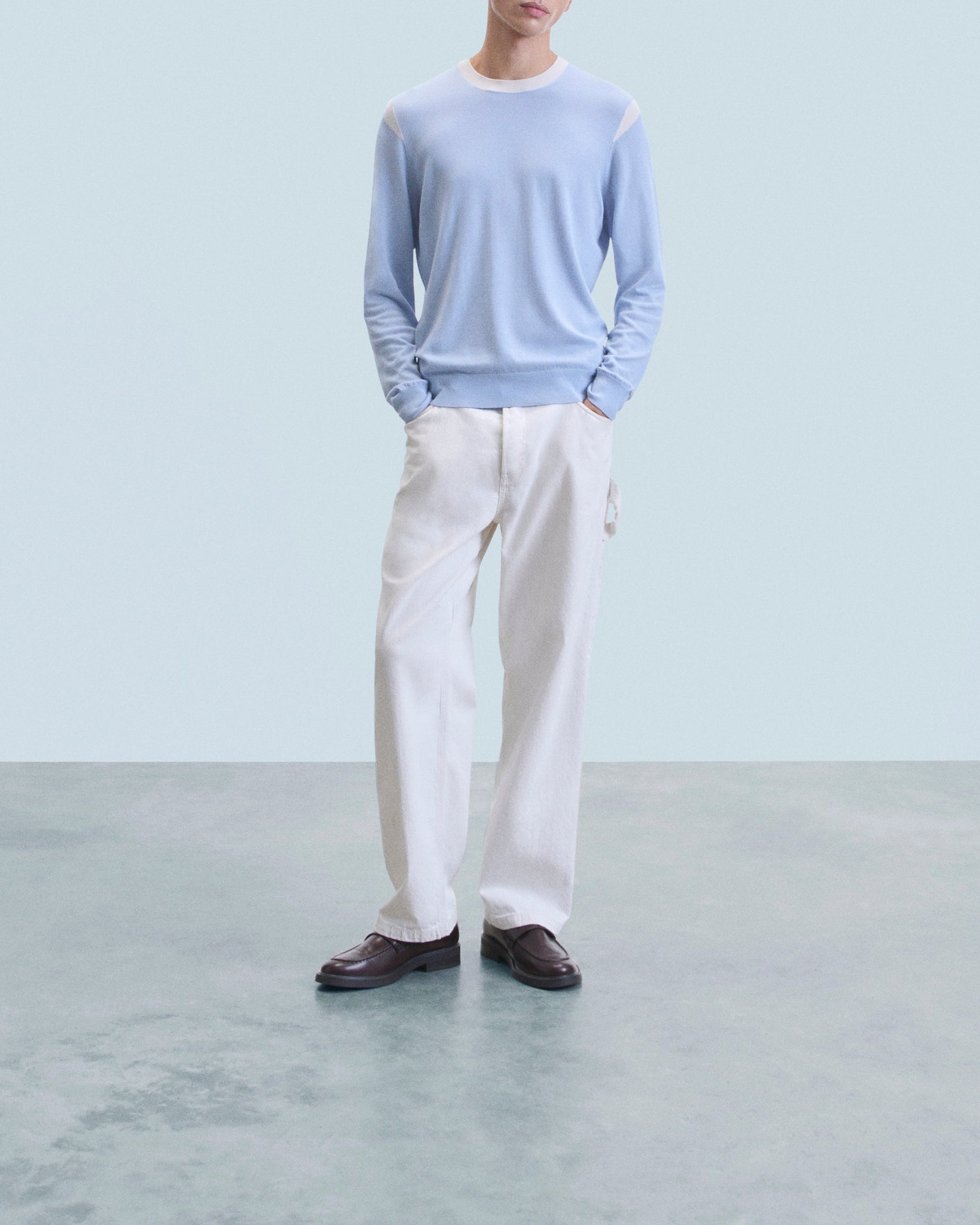 Pull à col rond en laine - Cloud Blue