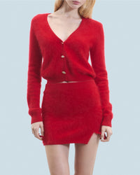 Mini skirt in brushed cashmere - Hot Red