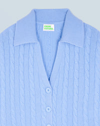 Y. ONLY PORTE / FAIRY BLUE / DJV / QTY : 0 / Pull Cardigan à Cotes - Fairy Blue