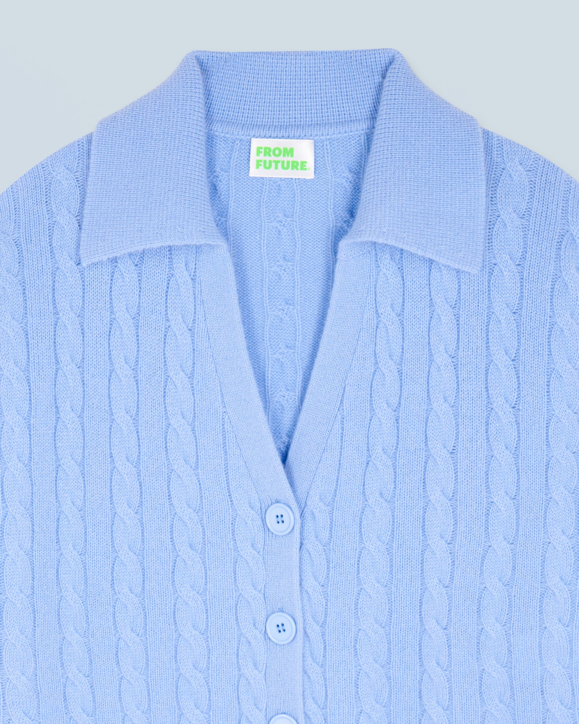 ZZ HORS LIGNE Pull Cardigan à côtes en cachemire - Fairy Blue