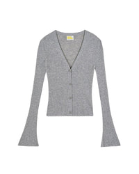Cardigan Seconde Peau en cachemire - Gris Chiné Foncé