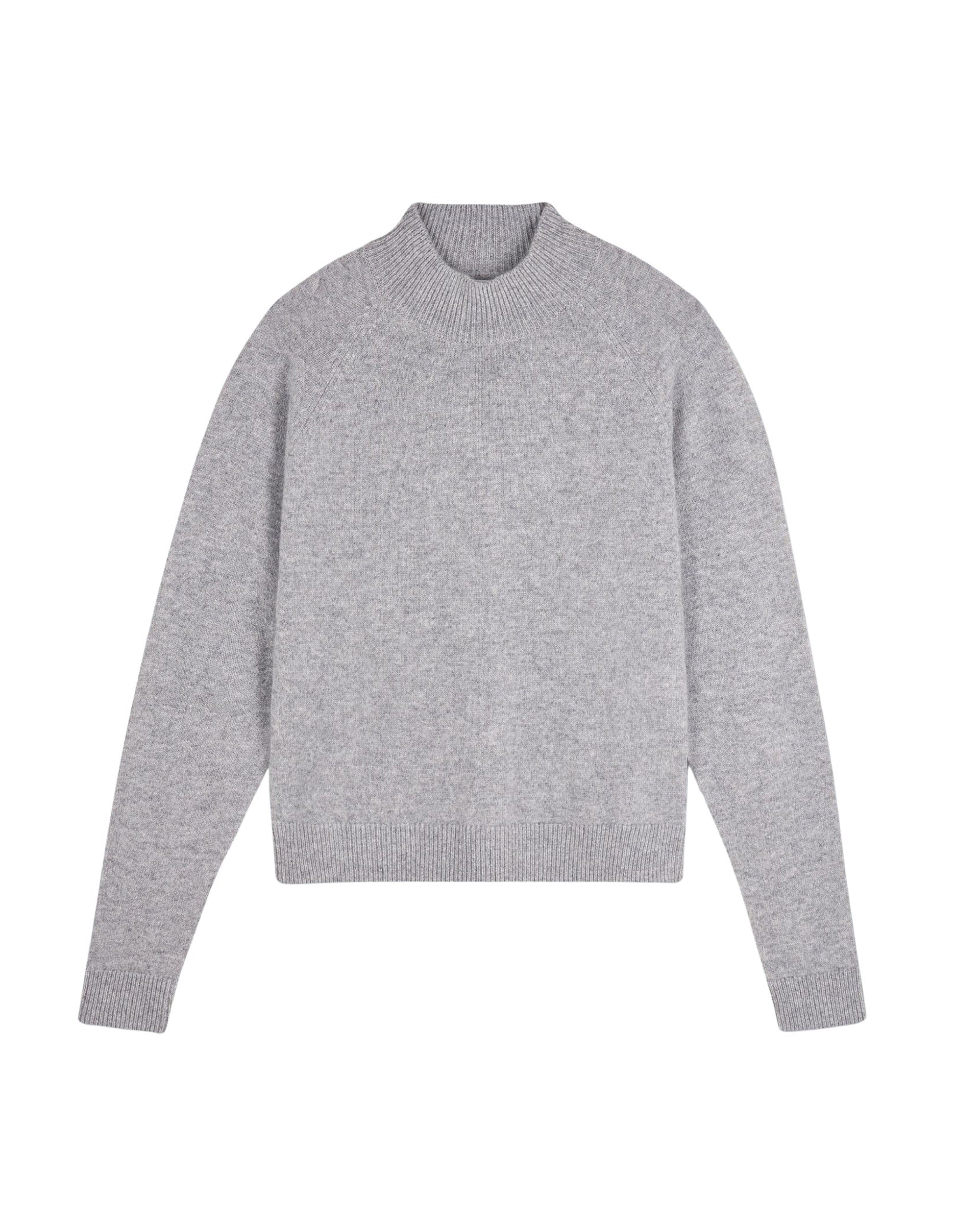 Pull col montant léger en cachemire - Gris Chiné Foncé