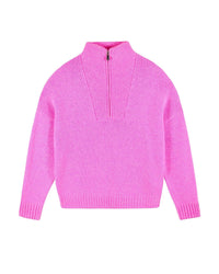 PINK MOULINE / DJV / QTY : 12 / Pull Col Camionneur Epais - Pink Mouline