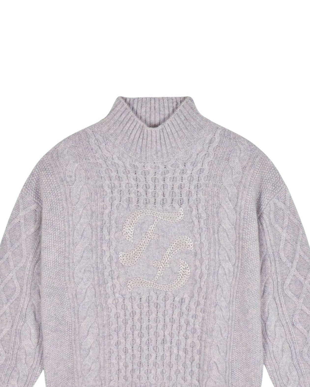 GRIS CHINE CLAIR / DJV / QTY : 8 / Pull Col Montant - Gris Chine Clair