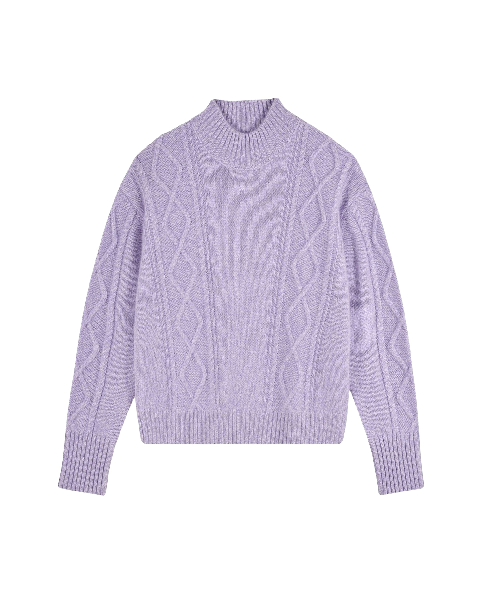 Pull col montant à torsades en cachemire - Lilac Mouline