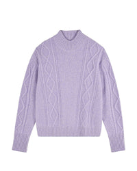 LILAC MOULINE / DJV / QTY : 1 / Pull Col Montant Torsades - Lilac Mouline