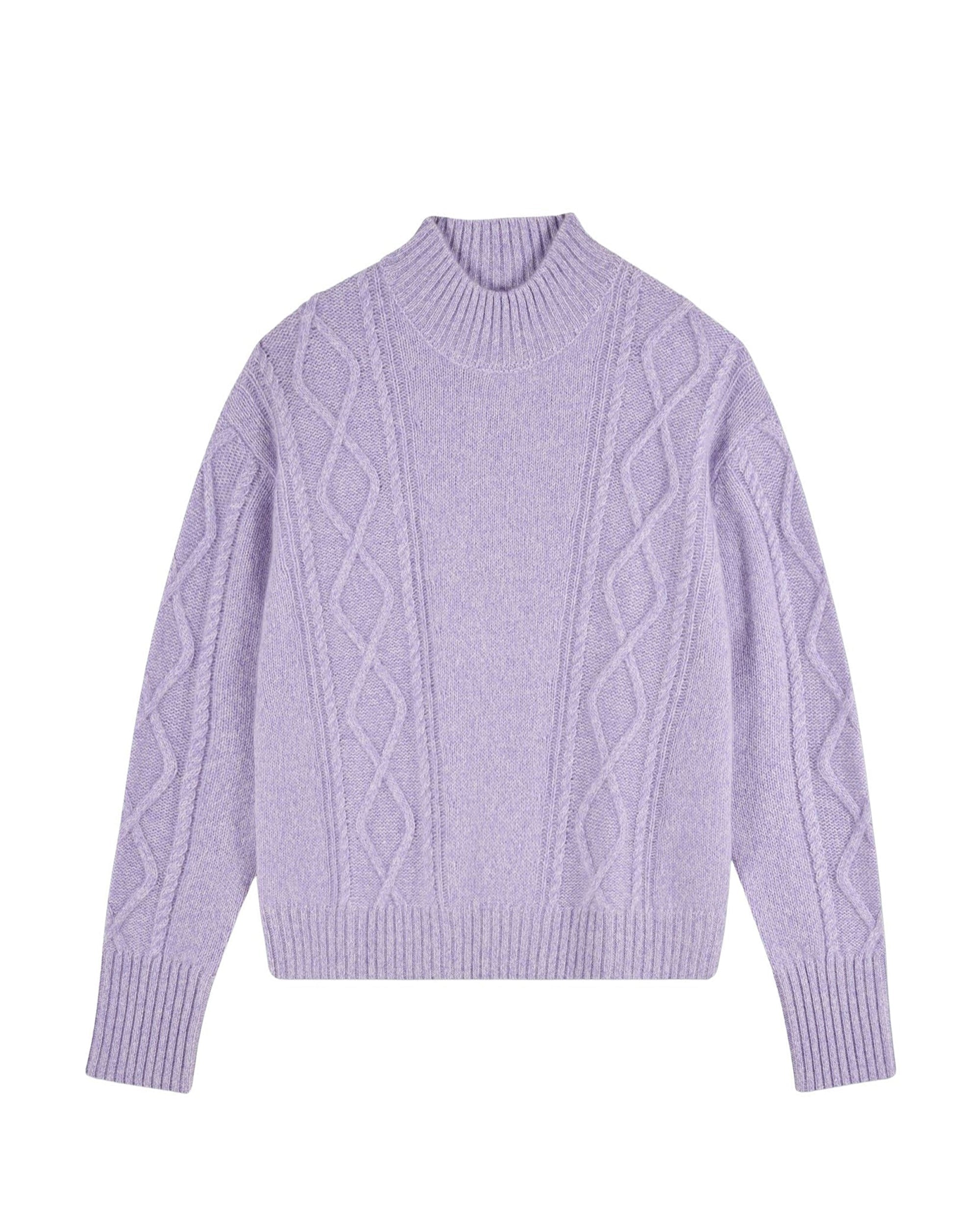 LILAC MOULINE / DJV / QTY : 1 / Pull Col Montant Torsades - Lilac Mouline