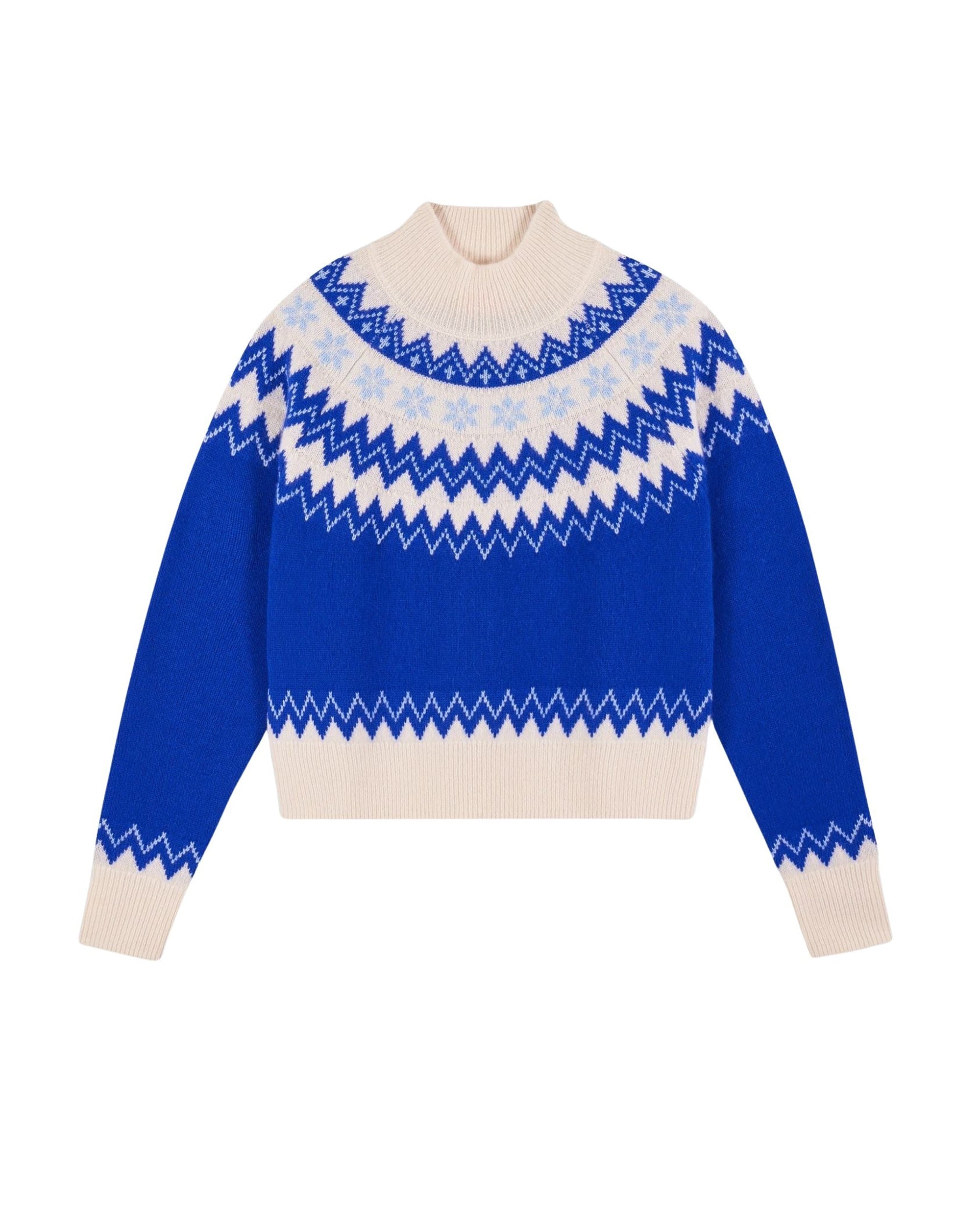 Pull col montant Norvégien en cachemire - Pop Blue