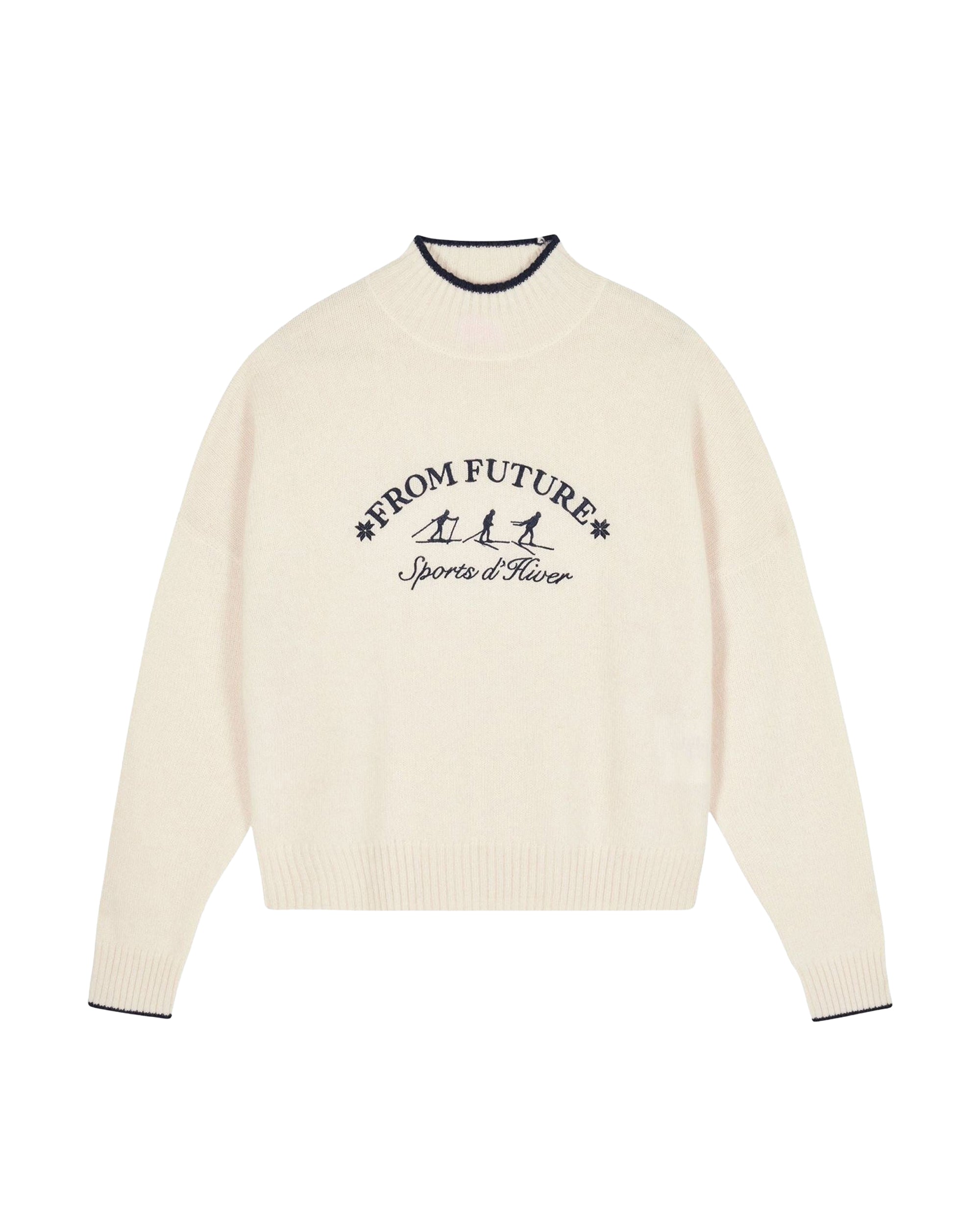 Pull col montant Sport D'hiver en cachemire - Ecru