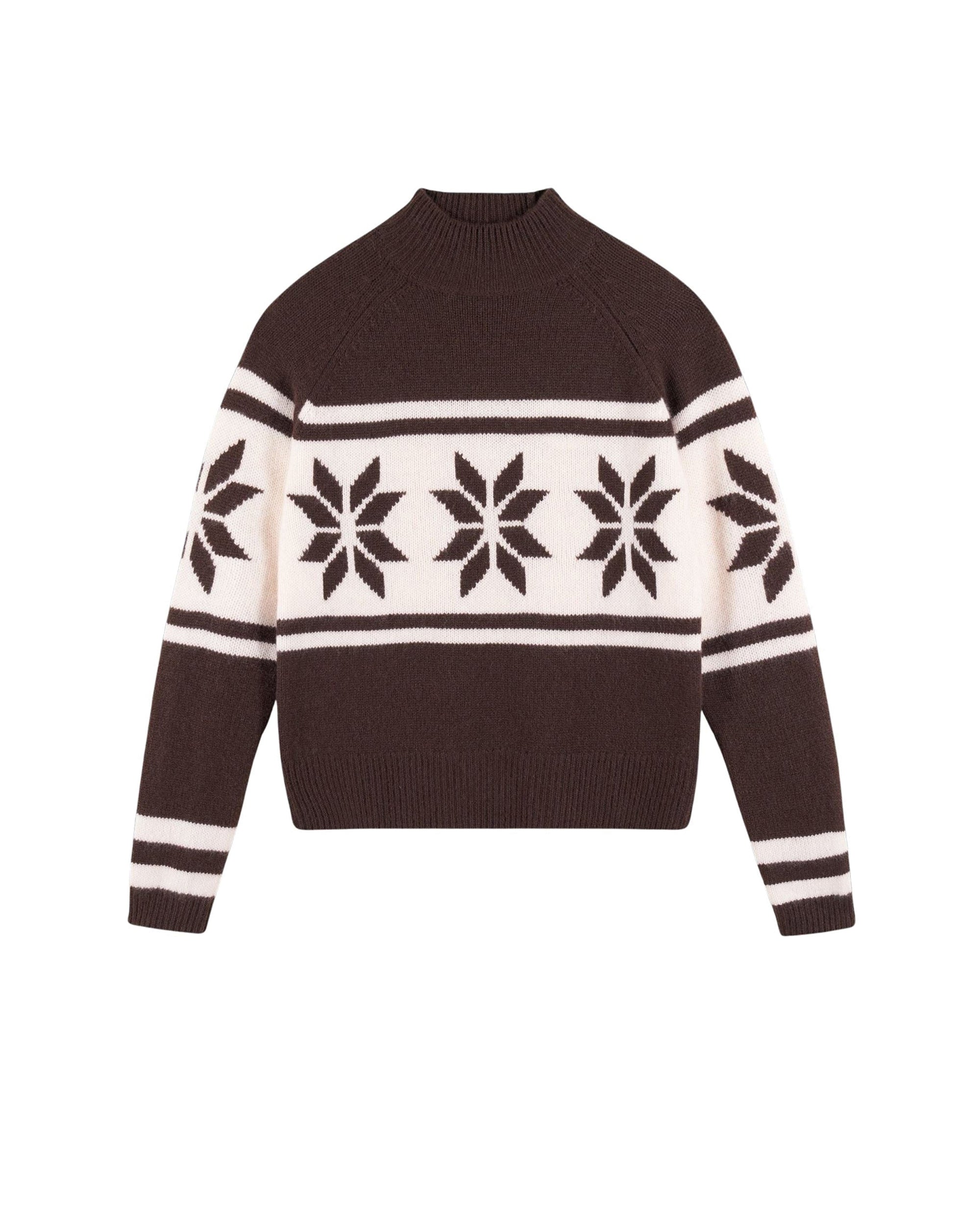 CHOCOLAT / DJV / QTY : 16 / Pull Col Montant Flocons - Chocolat