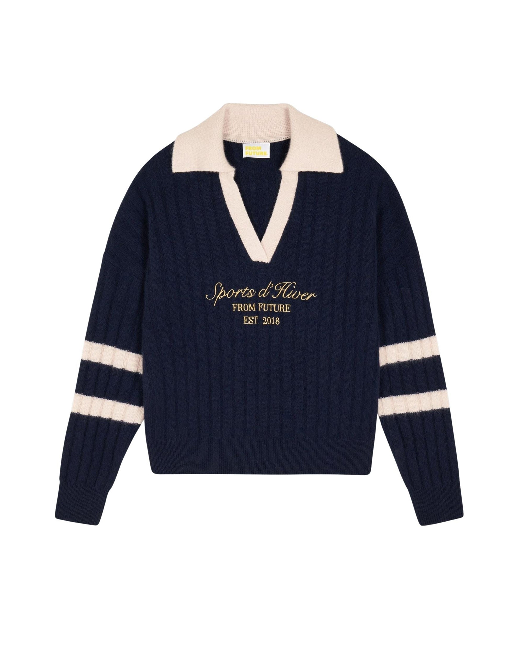 NAVY / DJV / QTY : 7 / Pull Col Polo - Navy